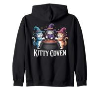 Kitty Coven Adorable Witch Cats, Magical Cauldron Halloween Zip Hoodie