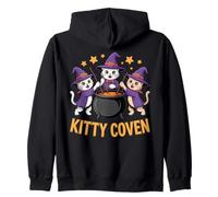 Kitty Coven Adorable Witch Cats, Magical Cauldron Halloween Zip Hoodie