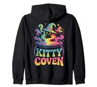 Kitty Coven Adorable Witch Cats, Magical Cauldron Halloween Zip Hoodie