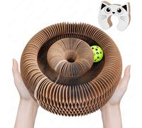 Kitty Curls Magic Organ Cat Scratcher Pad, Interactive Cat Toys for Indoor Cats with Compact Accordion Design and Bell Ball, Helps Relieve Anxiety, Boost Claw Health, Protect Furniture