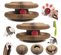 Kitty Curlz Cat Toy, Kitty Kurlz Cat Toy, 2025 New Kitty Kurls Cat Toy, Magic Organ Cat Scratch Board, Foldable Accordion Cat Toy, Interactive Scratch Pad Cat Toy for Indoor Cats, With Ball (2PCS)
