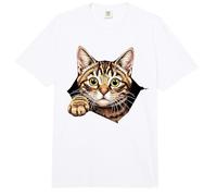 Kitty Face Torn the Fabric Cat Peeking from Rip Kitten Lover Comfort Colors Adult Heavyweight T-Shirt