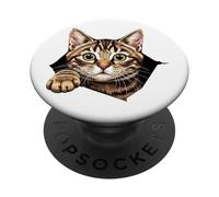 Kitty Face torn the fabric Cat Peeking From Rip Kitten lover PopSockets Adhesive PopGrip