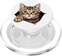 Kitty Face torn the fabric Cat Peeking From Rip Kitten lover PopSockets PopGrip for MagSafe