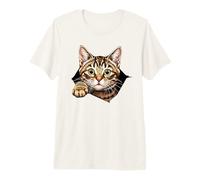 Kitty Face Torn the Fabric Cat Peeking from Rip Kitten Lover Premium T-Shirt