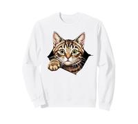 Kitty Face torn the fabric Cat Peeking From Rip Kitten lover Sweatshirt