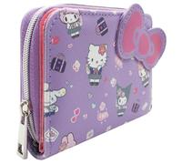 Kitty & Friends Hello Kawaii Bunny & Fluffly Puppy Purse Bi-Fold Coin Pocket, ID & Card Holder, Purple