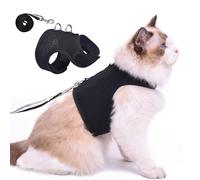 Kitty Harness and Leash for Walking Escape Proof Breathable Mesh Fabric, Solid Black, X-Small, Adjustable Cat Walking Jackets, Padded Stylish Cat Vest