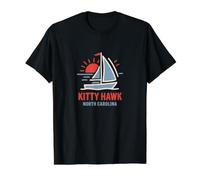 Kitty Hawk North Carolina Sailboat Sunset Design Value Graphic T-Shirt, Men, Black, S