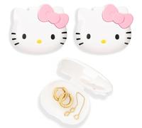 Kitty Jewel Case 2 Pack - Jewelry Travel Case Polypropylene - Compact Size 9.4cm x 2.7cm x 7.9cm - Ideal Travel Jewelry Organizer - Small Jewelry Box for Women - Secure Storage for Trips - Pink