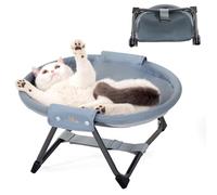 KITTY KINGDOM Elevated Cat Hammock Bed, Foldable No-Assembly Cat Bed with Breathable Mesh for Indoors and Outdoors Use, Lightweight Raised Pet Bed for Cats and Small Dogs
