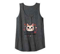 Kitty Kisses Fix Everything - Cute Cat Love Tank Top, Women, Dark Heather Grey, M