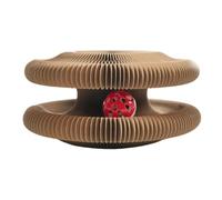 Kitty Kurlz Cat Scratching Board & Cardboard Toy, Foldable Scratch Board with Ball, Kitten Curl Round Toy with Bell, Cat Scratcher