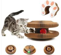 Kitty Kurlz Magic Organ Cat Scratch Board Toy: Foldable Accordion Design with Ball, Interactive Cardboard Cat Scratcher for Indoor Cats, Provides Mental & Physical Enrichment