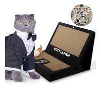 Kitty Laptop - Toy Cat Laptop with 2 Scratchboards + Catnip Mouse Toy for Cats + 50pack Cat Sticker - Interactive Eco-Friendly Cat Computer with Scratch Pad Laptop for Cats - Mini Cat Laptop