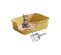 Kitty Litter Box, Large Cat Litter Box with Scoop, Semi-Enclosed, Open Top | High Sided Litters Pan, Low Entry High Wall Pet Toilet, Easy Cleaning, Odor Free, for Senior Geriatric Cats