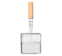 Kitty Litter Scoop, Litter Box Cleaning Tool, Metal Pet Waste Scooper, Cat Litter Shovel, Non Stick Fine Mesh Cat Scooper with Flat Heads, Cat Supplies with Push-Pull Design, Wood Handle Portable Poop