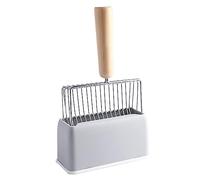 Kitty Metal Scooper, Cat Litter Scoop Easy To Clean Loosen Clumps Long Handle with Base for Home (Grey)
