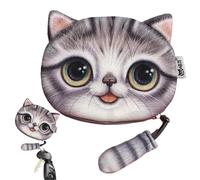 Kitty Money Holder - Cat Zippered Wallet, Cute Tail Decor, Portable Change Pouch, Holds Cell Phone Cards Jewelry Keys, Compact Organizer Bag with Lining | Travel Daily Pocket Storage Case