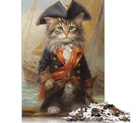 Kitty Pirate 500 Piece Jigsaw Puzzle | Jigsaw Puzzle | Sustainable Puzzle for Adults | Premium 100% Wooden Puzzle | Fun Games 500pcs (52x38cm)