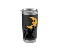 Kitty Playing with The Moon Cute Cat Lover Dreamy Night Sky Stainless Steel Insulated Tumbler