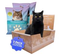 Kitty Poo Club Health Indicating Cat Litter 2-Bag Non-Clumping Lightweight with Disposable 2-Pack Cat Litter Box | Non Clumping, Super Absorbent Odor Control - Perfect for Multi-Cat Homes & Daily Use