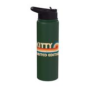 Kitty Retro 70s 80s Sunset Stripe Stainless Steel Insulated Water Bottle