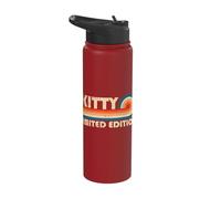 Kitty Retro 70s 80s Sunset Stripe Stainless Steel Insulated Water Bottle