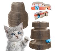 Kitty Spin Cat Scratching Post Toy Interactive Modular Foldable with Bell Ball - 3-in-1 Anti-Stress Tunnel Stimulates Hunting Instinct and Protects Furniture (Car)