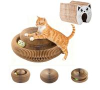 Kitty Spin Griffoir en Carton Ondulé Multifonction avec Balle et Clochette,Cat Spinner,Planche à Griffer Pliable pour Jeu et Entretien des Griffes (Cat head)