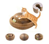 Kitty Spin Griffoir en Carton Ondulé Multifonction avec Balle et Clochette,Cat Spinner,Planche à Griffer Pliable pour Jeu et Entretien des Griffes (Letter C)