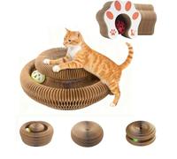 Kitty Spin Griffoir en Carton Ondulé Multifonction avec Balle et Clochette,Cat Spinner,Planche à Griffer Pliable pour Jeu et Entretien des Griffes (cat paw)