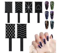 KittyEye Magnet Set - Six Pieces Wand, Magnetic Gel Poolish Tool, Metal Strong Stick | Stunning Pattern Effect Velvet Finish Professional Manicure Pedicure Salon Home Diy Beauty Accessory