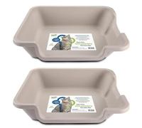 KittyGoHere 2.0 Easy-Entry Cat Litter Box - Large Open-Top Low Entrance Litter Pan with Higher Sides & Two Entrances (Misty Gray, Large(2 Pack))