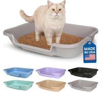 KittyGoHere Senior Cat Litter Box 1 Pack, Large Misty Gray Low Entrance Kitty Litter Box, Sized for Cats Comfort, Perfect for Senior and Arthritic Cats, Made in USA