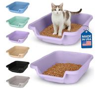 KittyGoHere Senior Cat Litter Box, Small Litter pan, Open Top Low Entrance Kitty Litter Box, Lightweight Low Entry Litters Box, Durable, Made in USA (2 Pack - Storybook Lavendar)