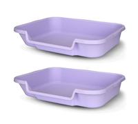 KittyGoHere Senior Cat Litter Tray Low Entry Comfortable Size Ideal for Elderly and Arthritic Cats, Made in USA, Lavender, Large, Pack of 2