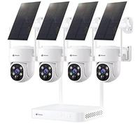Kittyhok Solar Security Cameras Wireless Outdoor, 360° Pan & Tilt Home Security Camera, No Subscription, 2K Clarity, Color Night Vision, WiFi6 NVR with 64GB microSD Card, Local Storage, 5G & 2.4G WiFi