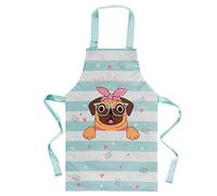 Kituals Children's 'Pugs & Kisses' 100% Cotton Wipeable Apron - Adjustable Neck Fastening 2-6years Girls Chef Cooking Baking Arts Painting Gift