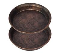 KITUNE Decorative Rustic Plant Saucer Medieval Antique Metal Look, Small Plastic Planter Drip Trays, Flower Pot Plant Drainage Plates to Catch Water (Color : Bronze, Size : 4" 2Pack)