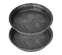 KITUNE Decorative Rustic Plant Saucer Medieval Antique Metal Look, Small Plastic Planter Drip Trays, Flower Pot Plant Drainage Plates to Catch Water (Color : Steel, Size : 4" 2Pack)