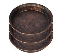 KITUNE Decorative Rustic Plant Saucer Medieval Antique Metal Look, Small Plastic Planter Drip Trays, Flower Pot Plant Drainage Plates to Catch Water (Color : Bronze, Size : 4" 3Pack)
