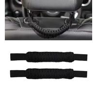 KITUREK 2PCS Car Headrest Grab Handles, Headrest Paracord Safety Grab Handle, Rear Seat Passenger Roll Bar Car Assist Handle, Universal Handle Kit for Car, SUV, Truck, Pickup (Black)