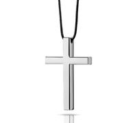 KITUREK Cross Metal Car Rear View Mirror Charm, Auto Ornament Intercession, Cross Pendant Decoration for Car, Truck, Home Decor (Silver)