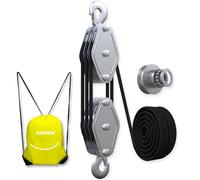 KITUYOTO Block and Tackle Pulley System, 2200 LBS Breaking Strength Pulley System for Lifting Heavy Objects, 50 Ft 3/8" Rope Hoist, 5:1 Lifting Power Pulley Hoist(Black)