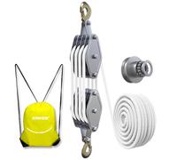 KITUYOTO Block and Tackle Pulley System 4400 LBS Breaking Strength, 1100 LBS Work Load Pulley System for Lifting, 7:1 Lifting Power, 65 Feet 3/8" Rope Hoist, Heavy-Duty Pulley Hoist