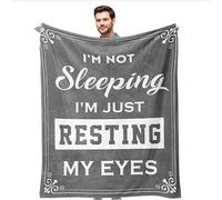 kituzol Birthday Gift for Men, 60th 70th 80th 40th Gift Birthday for Men, Dad Husband Son Present, I'm Not Sleeping, I'm Just Resting My Eyes Nap Blanket (Grey, 50" x 60")