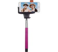 Kitvision Lightweight Extendable Telescopic Handheld Selfie Stick Pole/Monopod (Extends to 110cm) with Built-In Bluetooth Remote, 3 x "Selfie Smiles" and Phone Holder Compatible with Android and iOS Smartphones, Cameras and Action Cameras - Pink