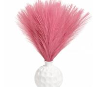 KitWinner Faux Pampas Grass, 6 Stems Artificial Pampas Grass Decor Flurry Pompous Grass for Small Vase Boho Home Decor/Wedding Arrangements/Rustic Decor 18''/45cm (Pink, 18 in)