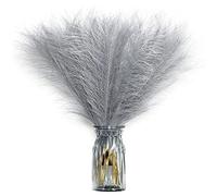 KitWinner Faux Pampas Grass, 6 Stems Artificial Pampas Grass Decorations Artificial Plant for Small Vase Boho Home Decor/Wedding Arrangements/Rustic Decor 18''/45cm (Light Gray)